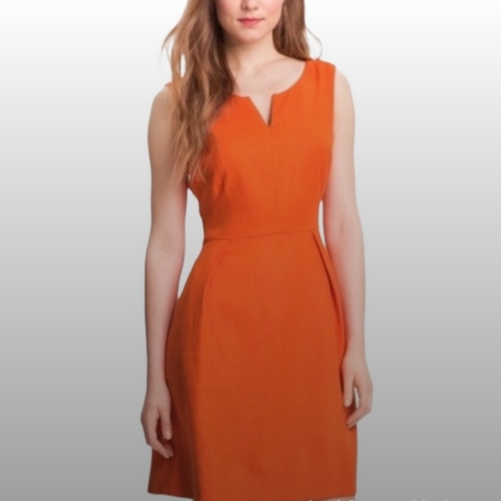 kate spade new york Cleo Tangerine Orange Linen Summer Dress 2